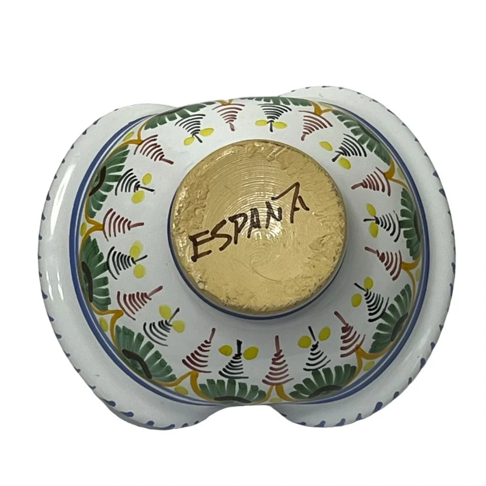Vintage Spanish Ceramic Pottery Trinket Dish Candy Basket Handmade Spain‎